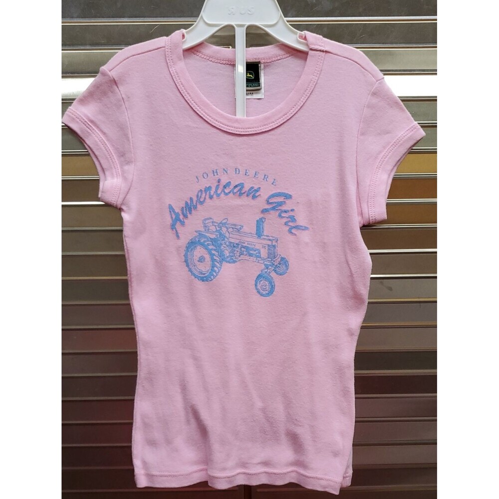 Vintage John Deere American Girl Pink Graphic Tractor Shirt